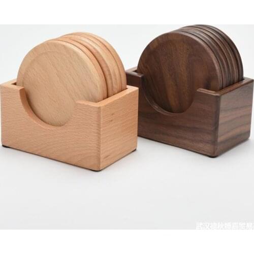 Wooden Storage Box For Coaster Cup Mat Pad Storage Box Bowl Mug Glass Plate Creative Placemats Drink Storage Accessories