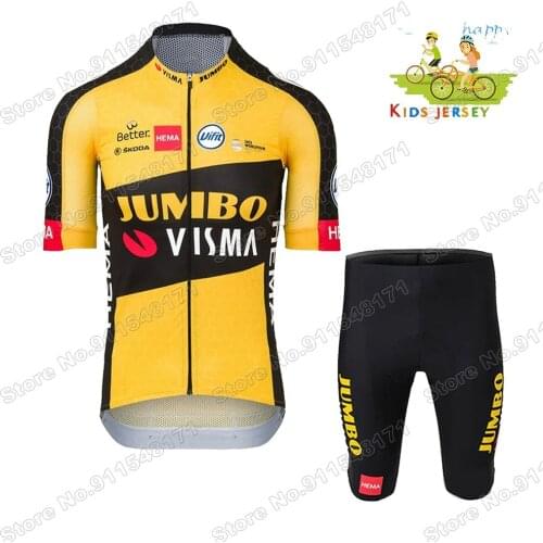 2021 Kids Cycling Jersey Set Jumbo Visma Team Julian Alaphilippe Boys Girls Cycling Clothing Children Bike Suit Ropa Maillot