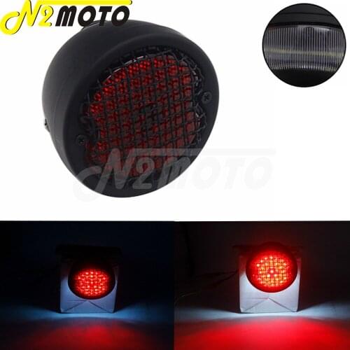 For Harley Bobber Chopper Cafe Racer Cruiser Ford Car 1933-1936 LED Motorcycle Black Grill Cover Tail Light Rear Brake Stop Lamp