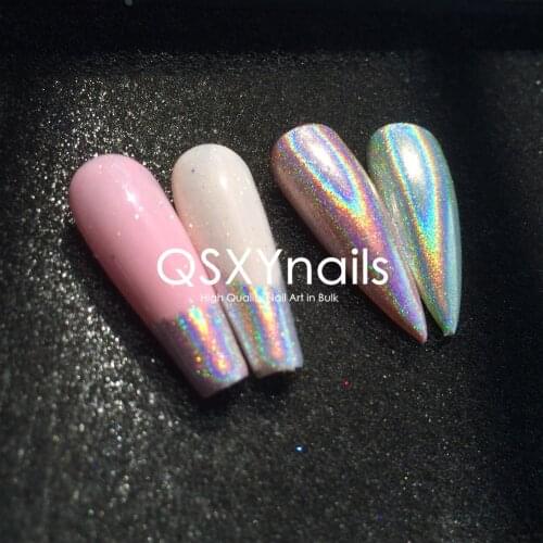50g Double Line Foil Holographic Powder Large Particle Rainbow Pigment Laser Chrome Mirror Unicorn Nails Glitter Decoration