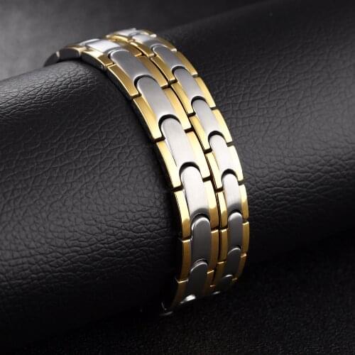 Fate Love Health magnet Stone Bangle stainless steel gold chain bracelet for women men couple jewelry