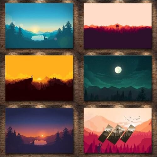 Firewatch Video Games Mountains Minimalism Forest Wall Art Canvas Games Poster HD Print Home Decor Painting