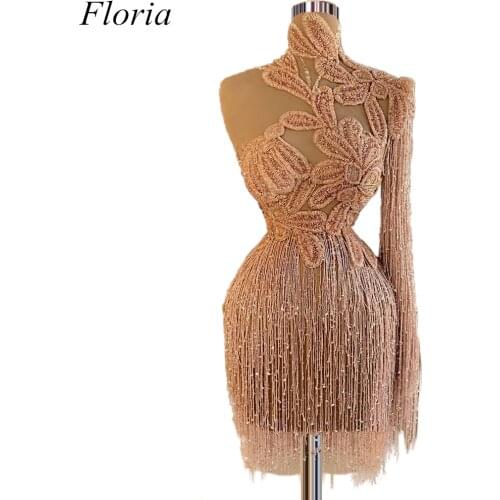 Floria Prom Dresses for Women Party Gowns Short One-Shoulder Girls Dance Clothing Pageant Outfit Masquerade Night Club CXF82