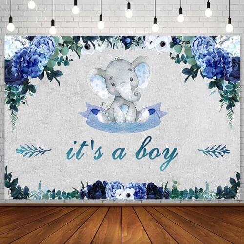 Avezano Baby Shower Photography Backdrop White Cement Wall Elephant Boy Photophone Photo Background Studio Photozone Decor Props