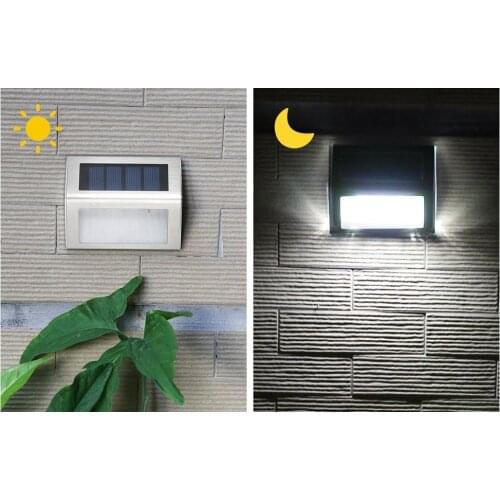 Solar Step Lights LED Stair Lighting Stainless Steel Outdoor Waterproof Lamp for Deck Patio Garden Yard with Auto on Off