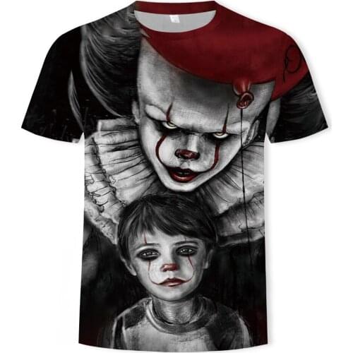 Fashion summer 3D T-shirt men balloon clown print mens T-shirt casual round neck hip-hop t-shirt street mens clothing