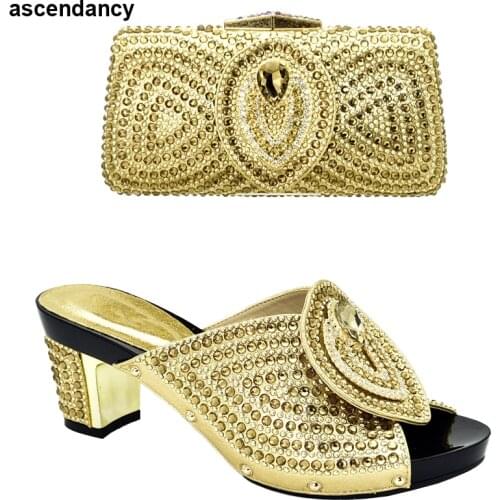 Italian Ladies Shoes and Bags To Match Set Decorated with Rhinestone Plus Size Shoes Women Heel Women Shoes and Bag Set In Italy