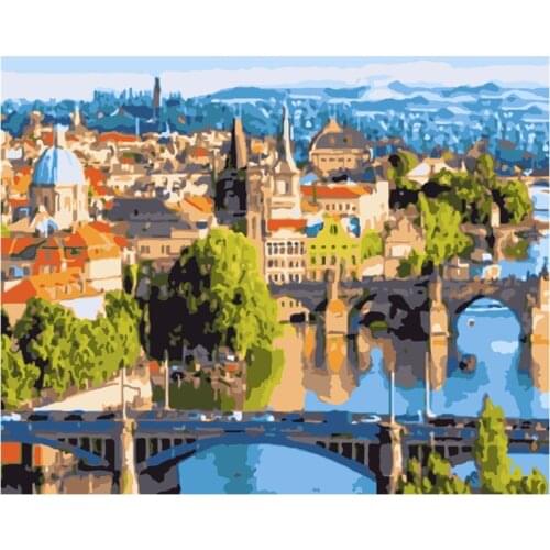 Painting By Numbers DIY Dropshipping 50x65 60x75cm Beautiful Prague scenery Landscape Canvas Wedding Decoration Art picture Gift