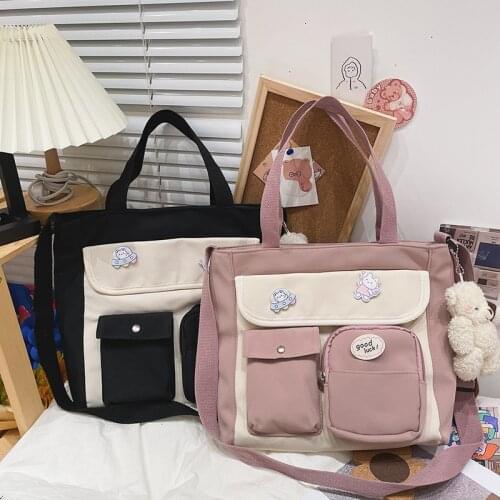 Korean Cute Student Bag Soft Girl Heart Shoulder Bag Japanese Harajuku Messenger Bag Womens Casual Canvas Handbag