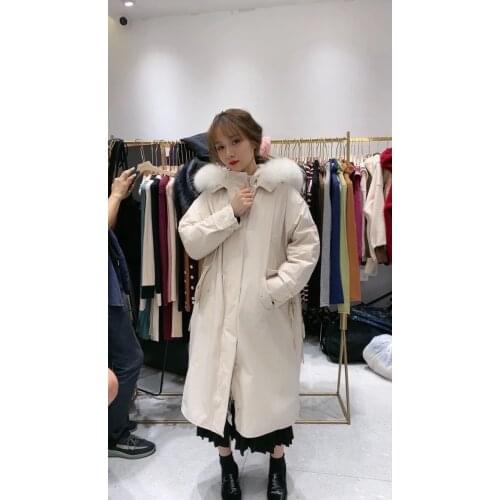 LOYO kaka new winter hot style down jacket female in han edition fashion thickening over-the-knee long white duck down