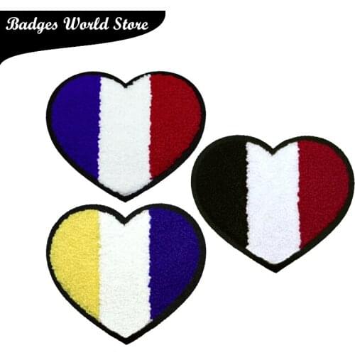 Fashion Heart-shaped patch tricolor icon towel embroidered applique patches for DIY Iron on badges on clothes stickers