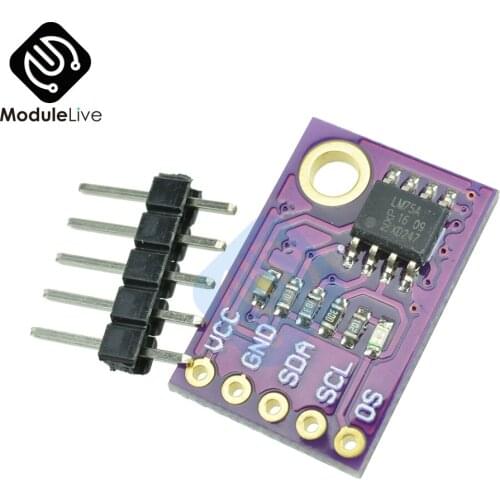 LM75A Temperature Sensor Module High-speed I2C IIC Interface Board Programmable Temperature Threshold 2.8V-5.5V