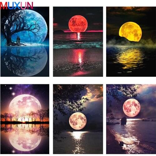 MUXUN Full Square\Round Drill 5D Diy Drill Painting Landscape Moon New 3D Rhinestone Diamond Embroidery Cross Stitch Mosaic Gift