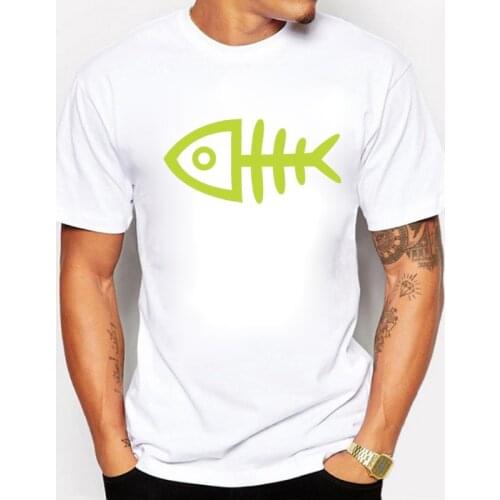 New Arrivals Fish Bones T Shirts Men Cotton Short Sleeve Mens Ringer T-Shirt O Neck Tops Tees For Men Clothing Plus Size