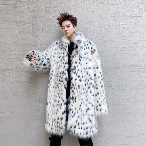 2021 Winter Fashion Mens Faux Fur Jacket Long Windbreaker Thick Warm Man Fake Fur Coat Casual Loose Male Clothing Outwear B520