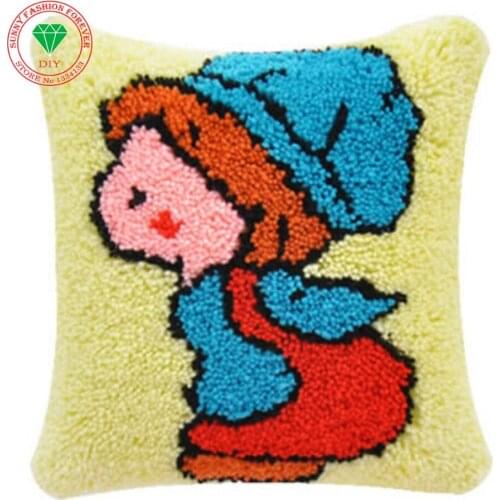 Lovely Girl Latch hook rug kits cushion Diy Pillowcase Cross-stitch carpet cushion embroidery pillowcase thread Craft Home Decor