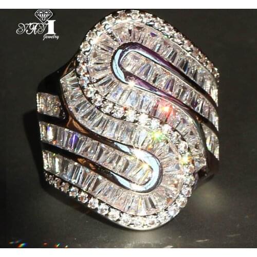 YaYI Fine Jewelry Fashion Princess Claw Set Cut White Cubic Zirconia Silver Color Engagement Wedding Party Lovers Gift Rings