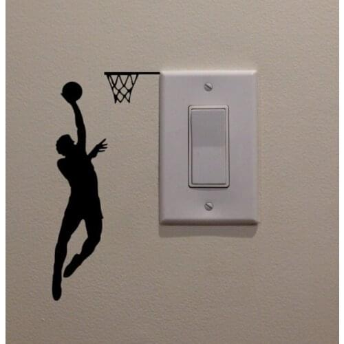 Basketball Dunk Switch Decal Boys Sports Playing Basketball Switch Stickers Computer Decal Murals Art Posters Vinyl Decor S-302