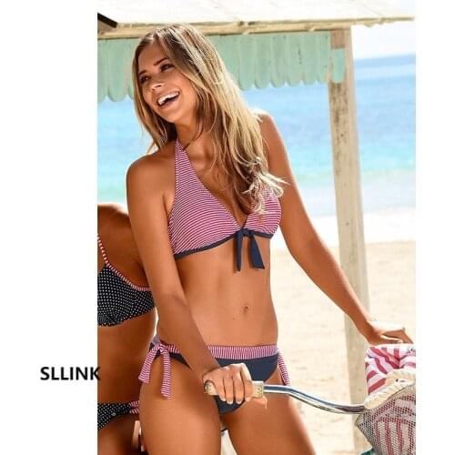 2021 New Micro Striped Bikini set Two-piece swimsuit Patchwork Bandage Bikini Push Up sexy Bathing Suit Women Swimwear Biquini S