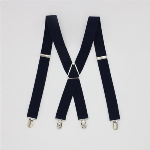 Solid Color Unisex Adult Suspenders Men 3.5 Width 4 Clips Suspender Adjustable Elastic X Back Women Braces