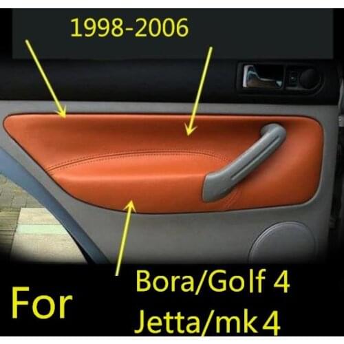 Microfiber Front / Rear Door Panels Armrest Leather Cover Protective Trim For VW Golf 4 Bora Jetta MK4 1998 -2006 with Fittings