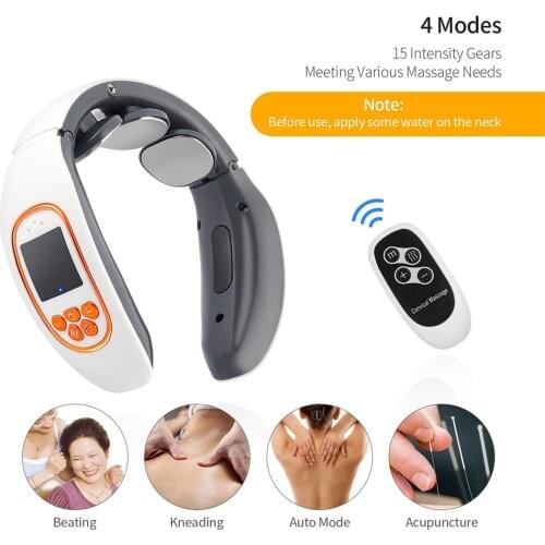 Rechargeable Neck Back Pulse Massager 4 Mode TENS Heating Cervical Vertebra Pain Relief Kneading Neck Relaxation Instrument