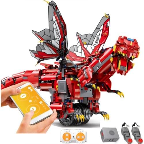 APP RC Robot Building Blocks Bricks Electric Remote Control Dinosaur Dragon Technical Programming Kids Toys Boys Gifts