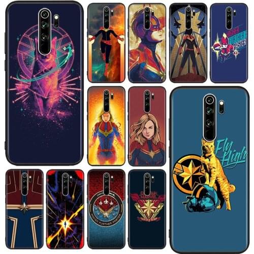 Silicone Black Cover Captain Marvel For Xiaomi Redmi Note 10S 10 9 9S 9T 8T 8 7 6 5 Pro Max 5A 4X 4 5G Soft Silicone Phone Case