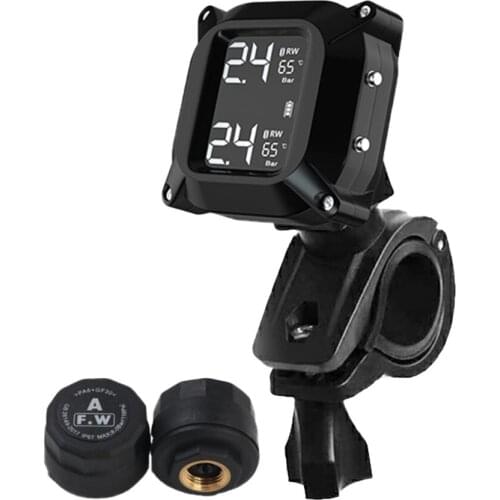 MACTANT USB Solar Charging Motorcycle TPMS Motor Tire Pressure Tyre Temperature Monitoring Alarm System with 2 External Sensors