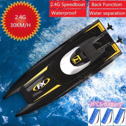 New Remote Control Boat 30KM/H High Speed Racing Speedboat With 3PCS Battery Waterproof Water separation induction Water Toys