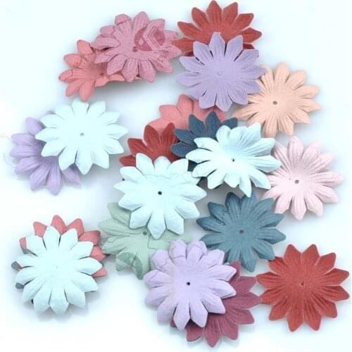 Mixed Artificial fabric hollow Flowers Cap Wedding Decoration DIY scrapbooking die cut for sticker 50pcs 40mm CP1561