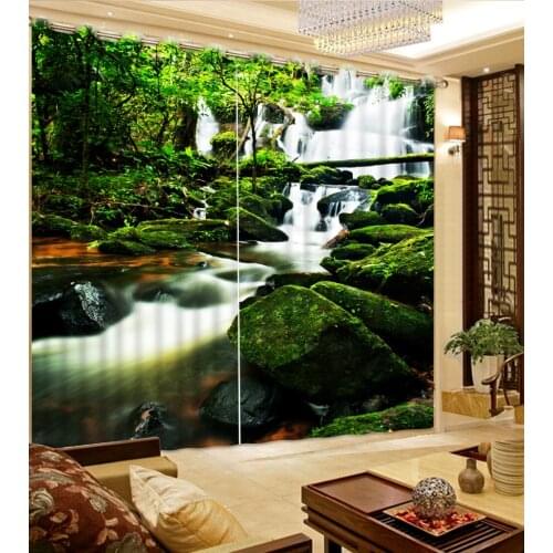 Modern living room curtains 3d curtains Natural woods creek custom curtains home bedroom decoration