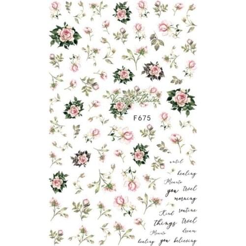 UPRETTEGO SUPER THIN SELF ADHESIVE 3D NAIL ART NAIL SLIDER STICKER COLORFUL BUTTERFLY GEOMETRY CORNER PATTERN FLOWER F672-681