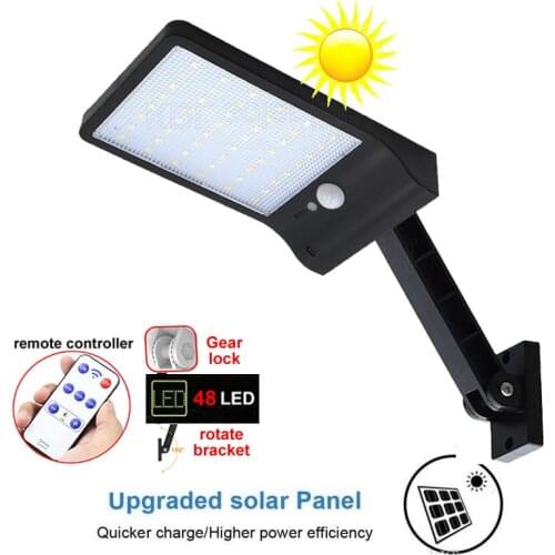 Remote control Solar Lights Motion Sensor Three Modes 48 LEDS Outdoor Wall Garden Street Yard Waterproof Lightg Lamp spotlight