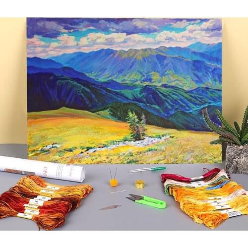 Landscape Polonina Krasna Printed Fabric 11CT Cross-Stitch Set DIY Embroidery DMC Threads Craft Sewing Handiwork Floss