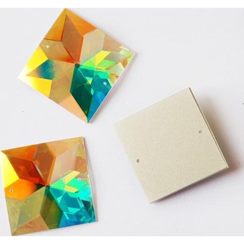 YANRUO 2310TH Large Square Mirror Small Pack Crystal AB Sew On Mirrors High Quality Stones For Rhinestones Gems DIY Garment