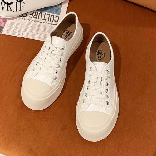 Women Platform Thick-Soled Sneakers Casual Canvas Shoes Female Lace Up Vulcanized Shoes Tenis Feminino White Sneaker