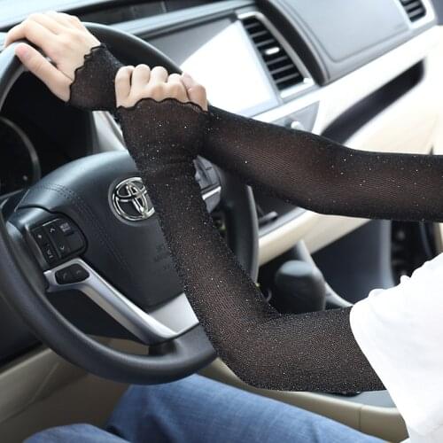 Womens summer mesh sunscreen sleeves long high stretch sunscreen gloves to cover scars tattoos driving and riding