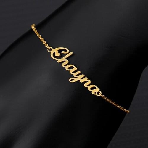 Custom Name Bracelets For Women Girls Gold Personalized Stainless Steel Engraved Nameplate Bracelet Femme Christmas Jewelry