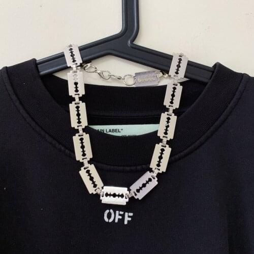 Punk Blade Chain Metal Necklace Statement Stylish Dark Geometric Metal Texture Necklace Eboy Women Trendy Party Accessories