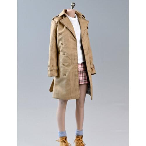 1/6th Soldier Classic British Retro Long Trench Coat Model for 12" Tbl Female