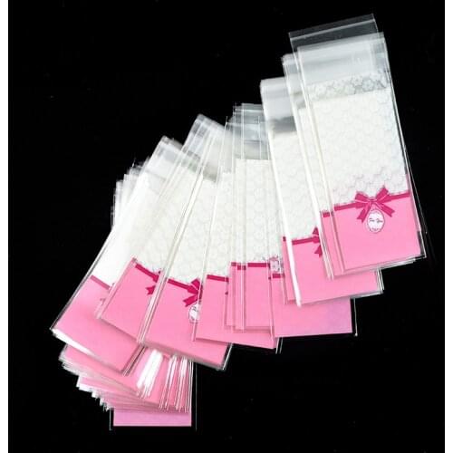 100Pcs/lot 5x10cm Mini Heart Candy Bag Transparent Plastic Bag Cookie Lollipop Self Adhesive OPP Bag Lipstick Packaging Pouch