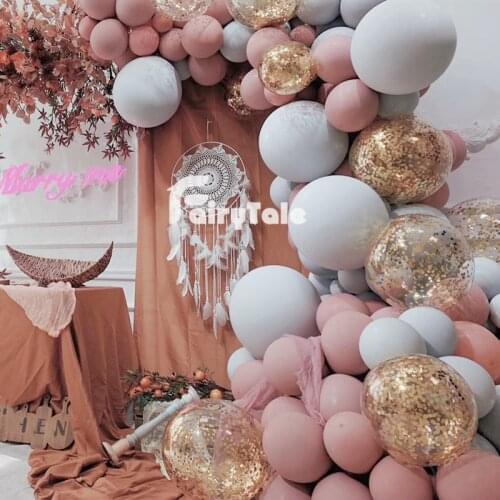 160pcs Retro Dusty Pink Pastel Balloon Garland Kit Double Grey Layer Balloons Birthday Baby Show Birthday Party Wedding Decor