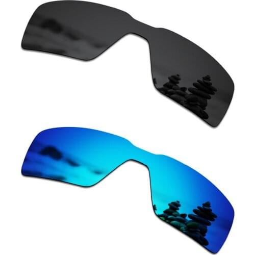 SmartVLT 2 Pieces Polarized Sunglasses Replacement Lenses for Oakley Probation Stealth Black and Ice Blue