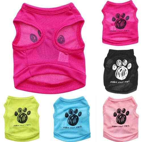 2021 Summer Dog Clothes Dog Footprint Pet Vest Tops Leisure Breathable Cat Clothes Sleeveless Pullover Puppy Costume Accessories