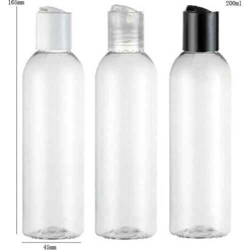 24 x 200ml Hot Sale Clear Transparent Lotion and Shampoo PET Bottle with Disk Cap
