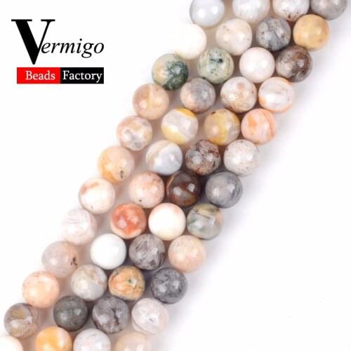 4-10mm Factory Wholesale Natural Stone Beads Bamboo Agates Round Loose Beads For Jewelry Making Diy Bracelet Necklace 15" Strand