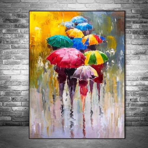 Abstract Oil Painting on Canvas Rainy Day Printed Wall Art Pictures Cuadros for Living Room Home Decoration