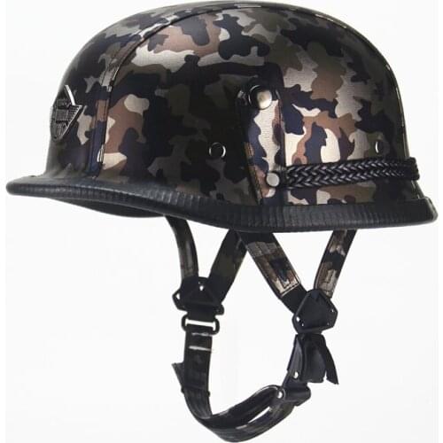 FREE SHIPPING WWII StyleDOT Retro Motorcycle Helmets Matte Black German Half Face Helmet Chopper Cruiser Biker