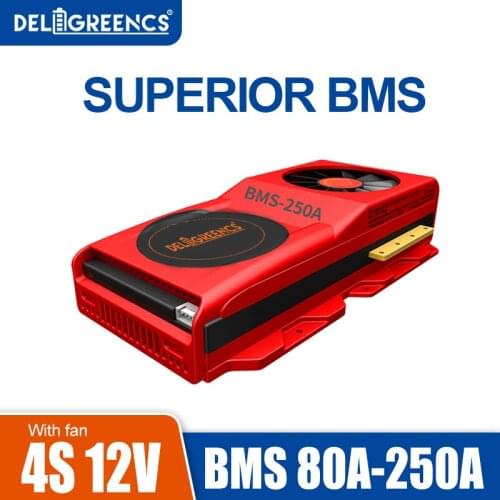 BMS With Fan 4S 80A 100A 150A 200A 250A Li ion 3.7V Lithium 18650 Charger Protection PCB BMS 12V Cell for solar panel E-bike